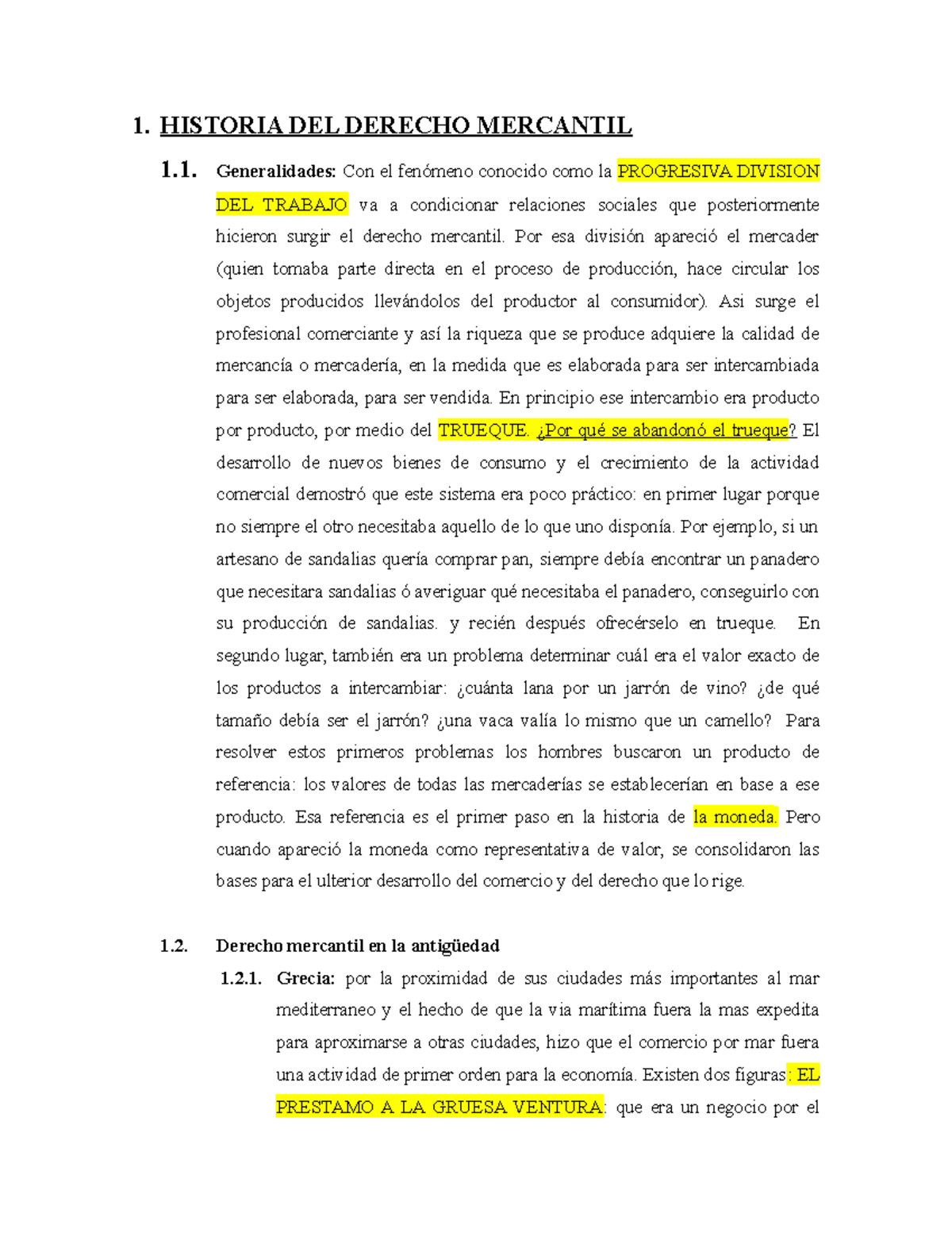 Derecho Mercantil - 1. HISTORIA DEL DERECHO MERCANTIL 1. Generalidades ...