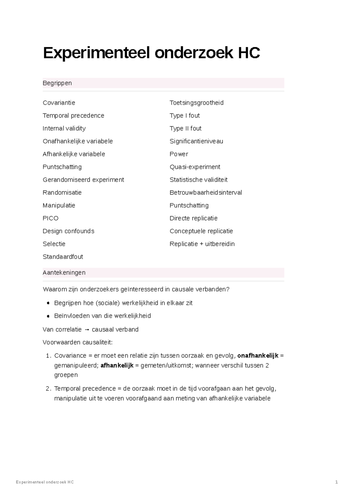 Experimenteel Onderzoek HC - Experimenteel Onderzoek HC Begrippen ...