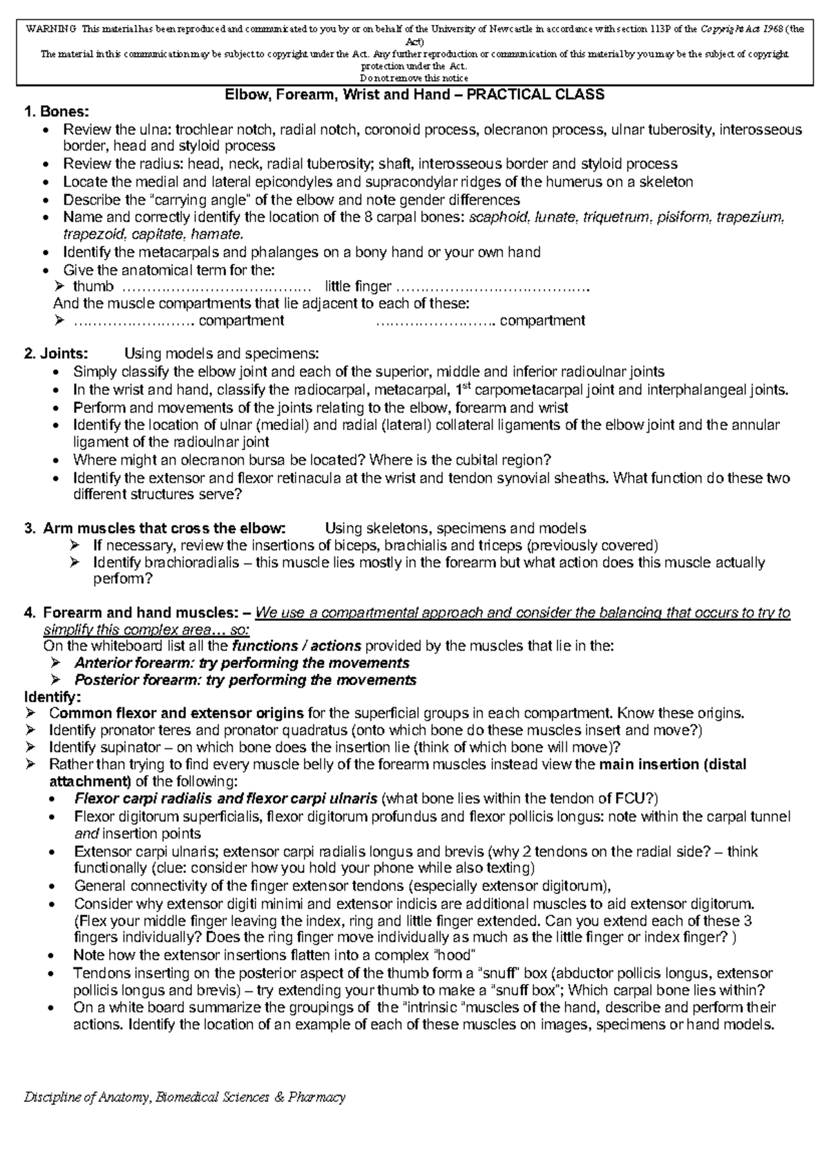HUBS1105 Week 4 Lab Lab Objectives Discipline of Anatomy, Biomedical Sciences & Pharmacy