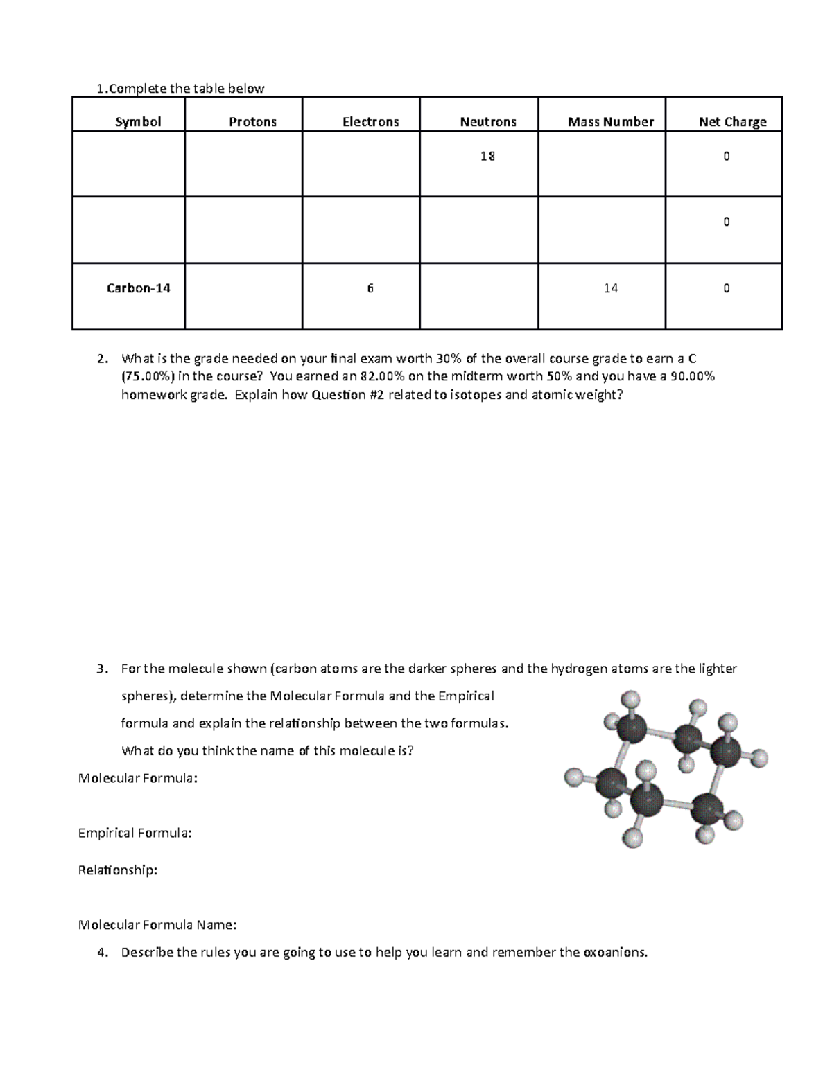 Grp Lrn Ch2 - Study Guides - 1 the table below Symbol Protons Electrons ...