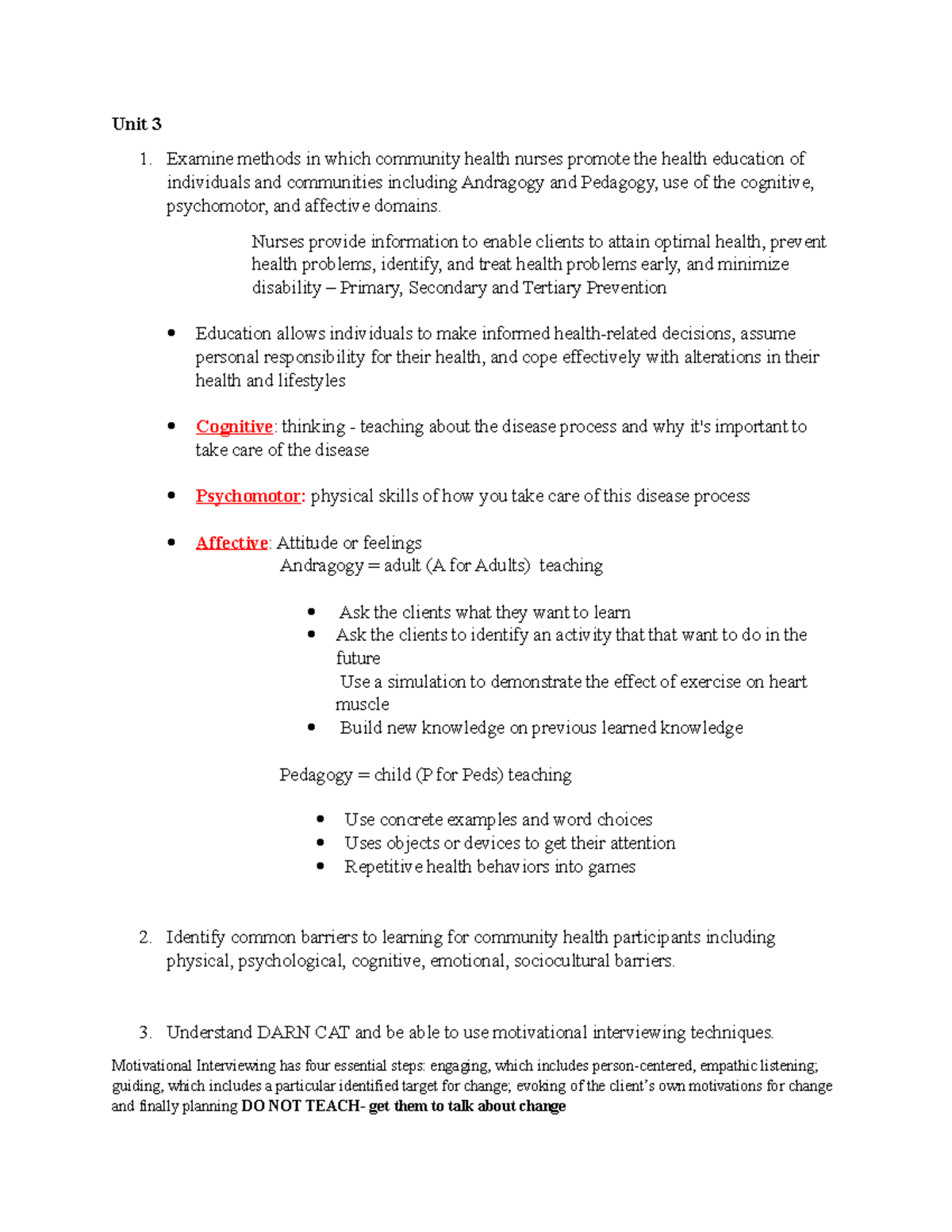 Community Study Review - Unit 3 1. Examine methods in which community ...