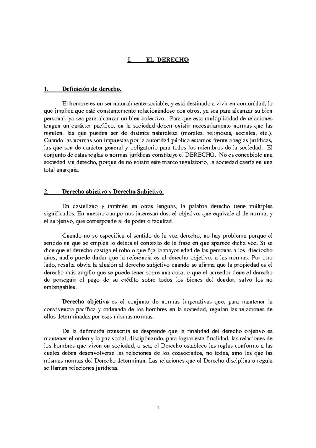 Teoriadela Ley - apuntes sobre teoría de la ley - I. EL DERECHO ...
