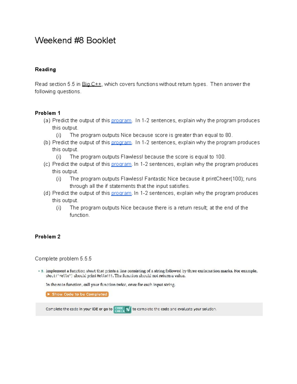 Copy of Weekend #8 Booklet - Weekend #8 Booklet Reading Read section 5 ...