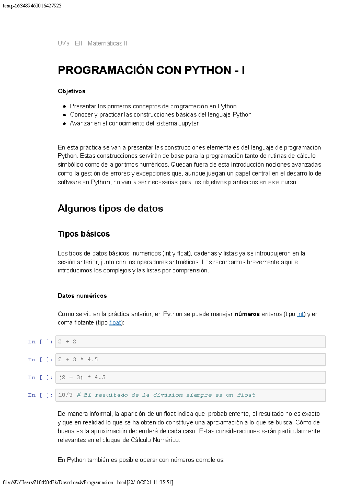 Programacion 1 - PDF´S de la asignatura de matematicas III de python ...