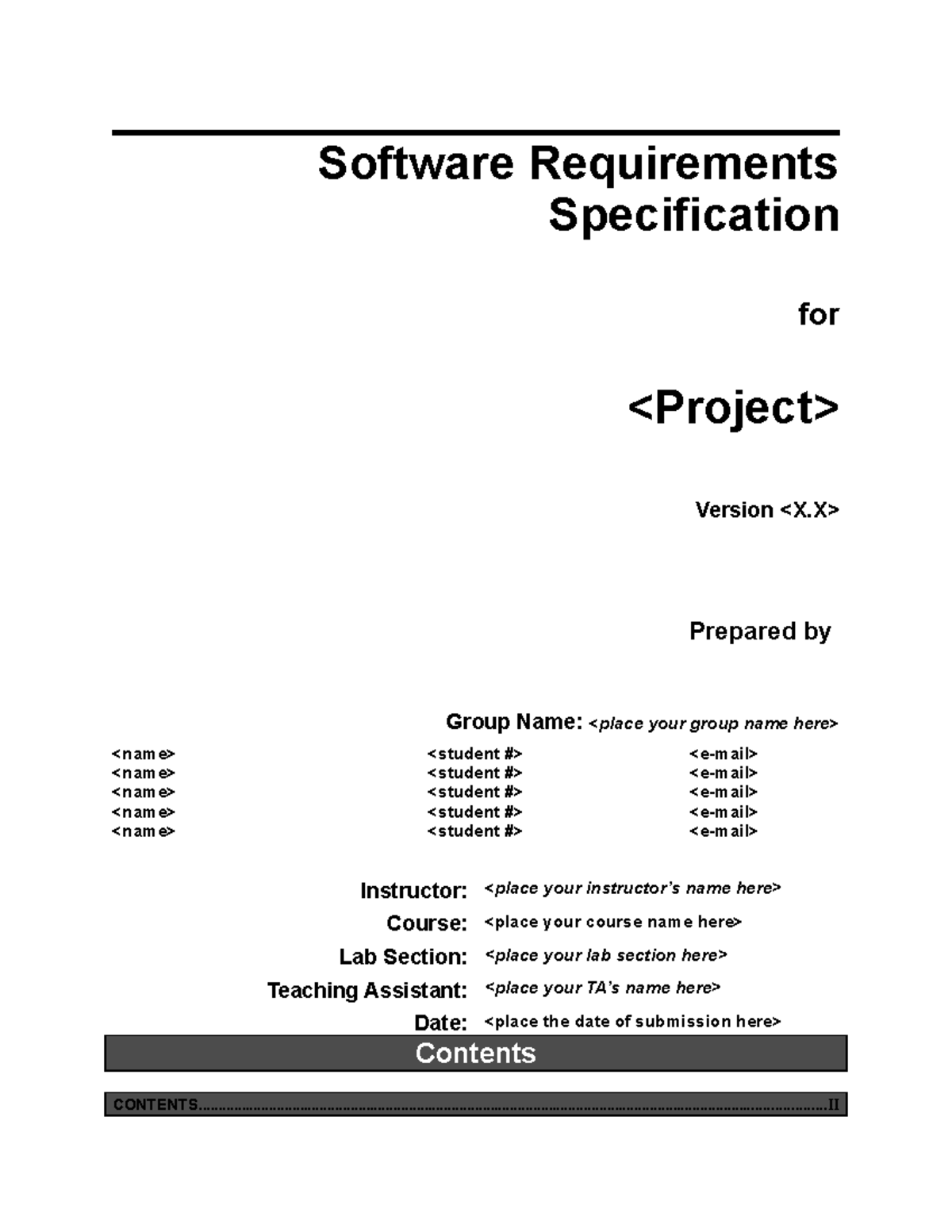 SRS-template - good - Software Requirements Specification for Version ...