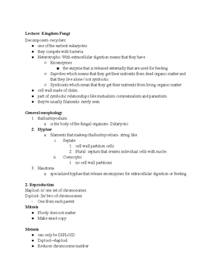 Exam 2 - Biodiversity lecture notes - Part 1 - Life Cycles Domain ...