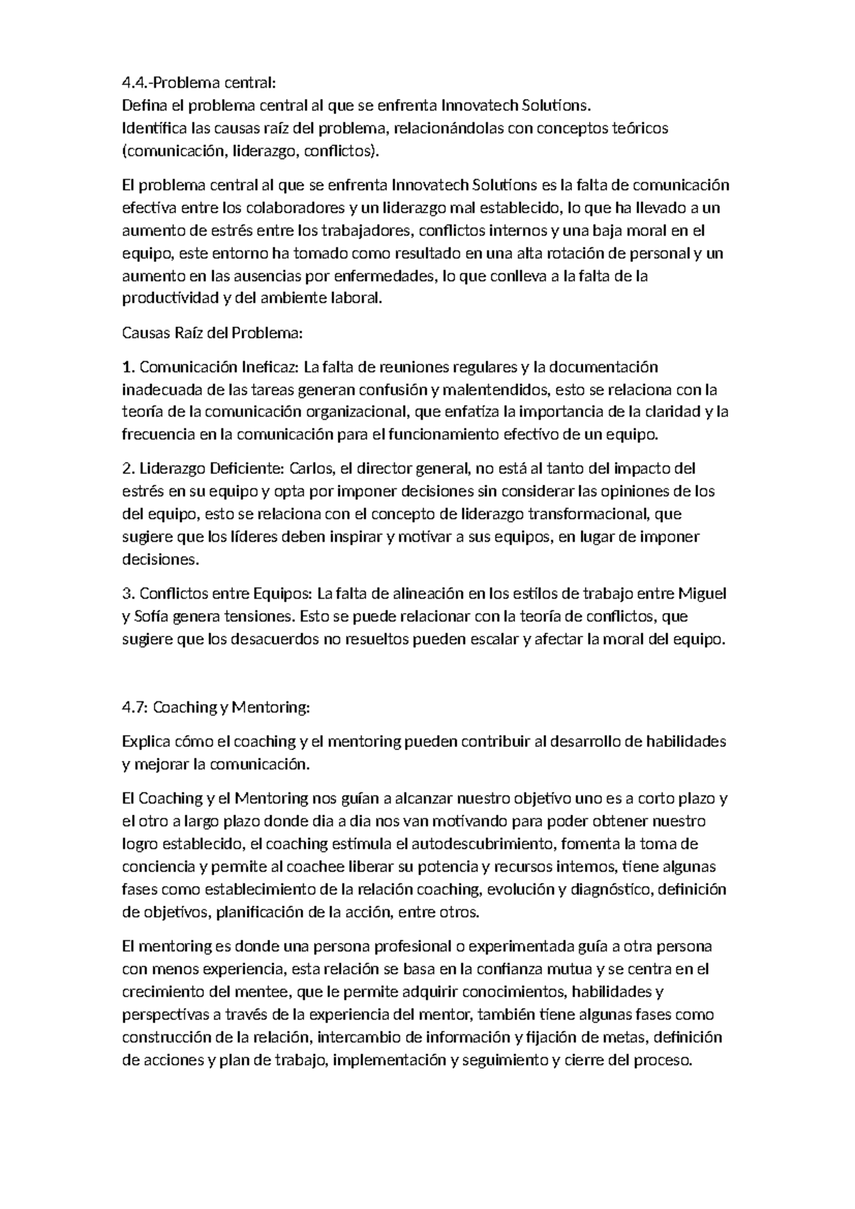 Comportamiento Organizacional - 4.-Problema central: Defina el problema ...