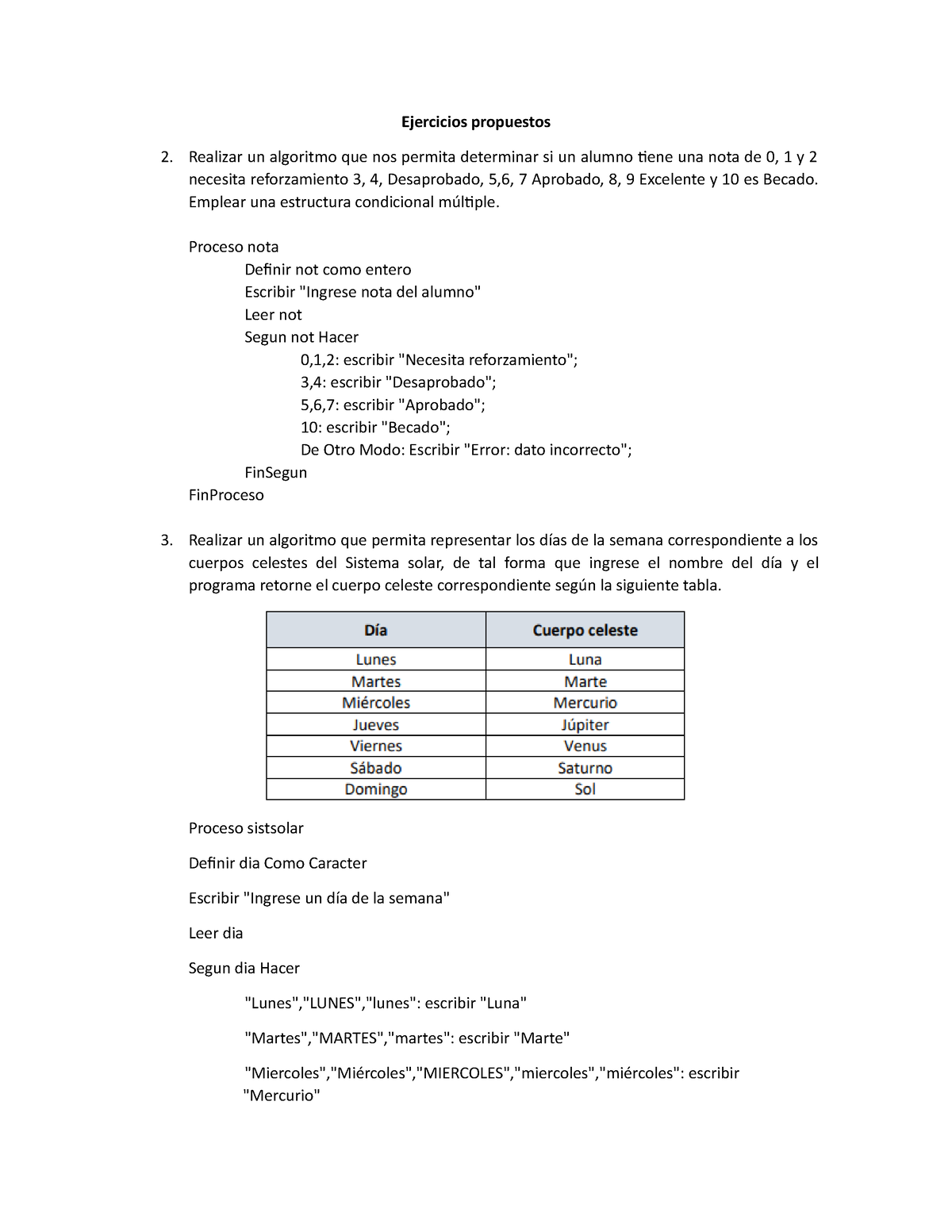 Tarea Semana 9 Ejercicios Propuestos Realizar Un Algoritmo Que Nos