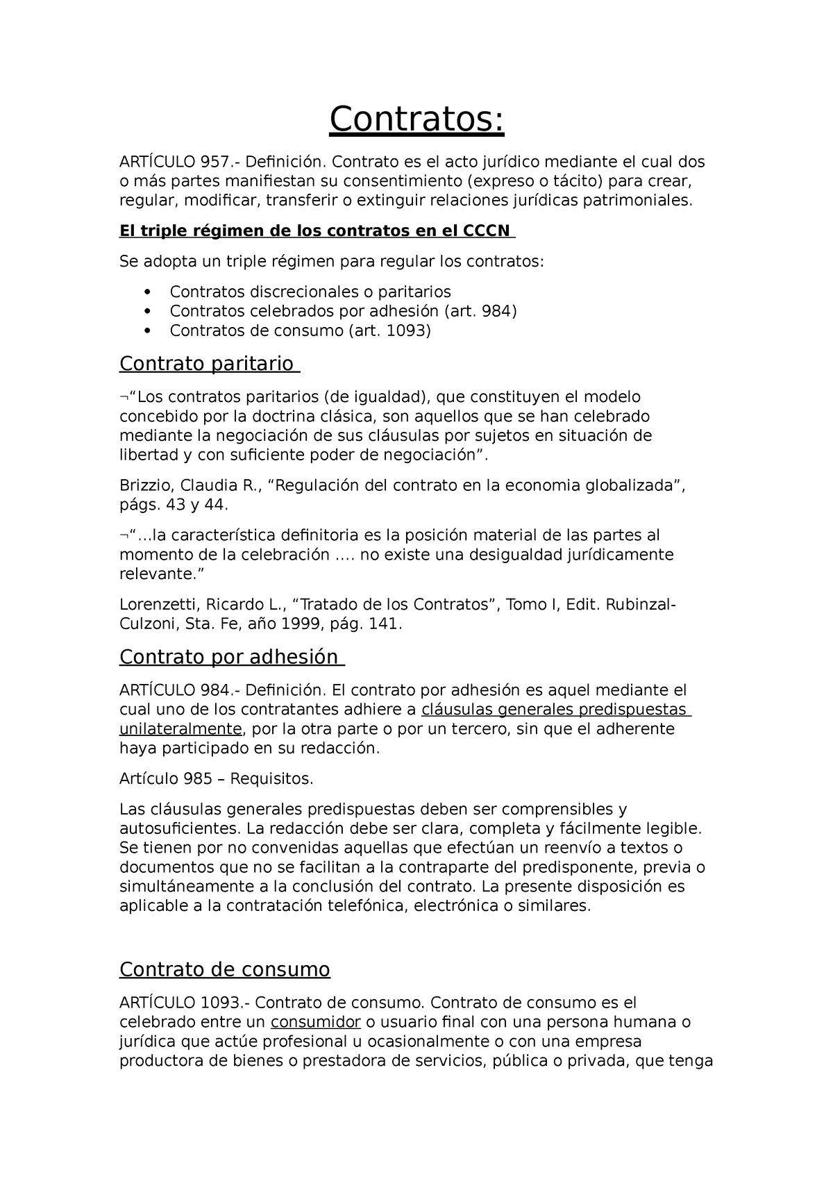 Contratos Clase 1 Contratos ArtÍculo 957 Definición Contrato Es El Acto Jurídico Mediante 2636