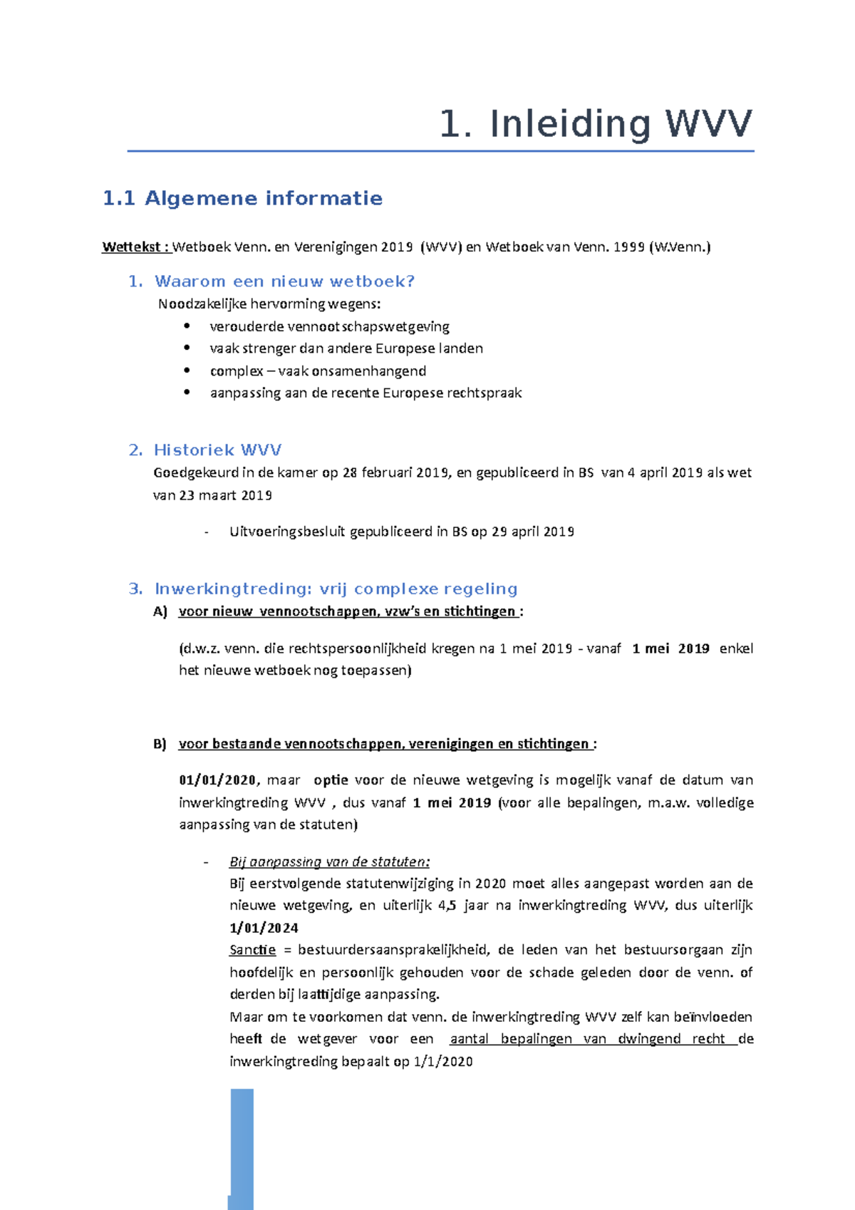 Inleiding WVV - 1. Inleiding WVV 1 Algemene Informatie Wettekst ...