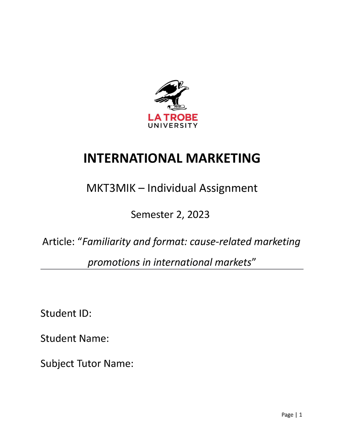 assignment international marketing