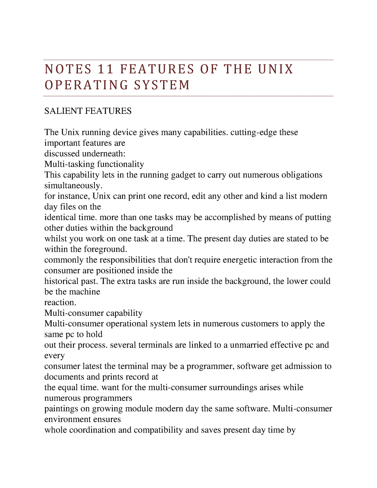 notes-11-features-of-the-unix-operating-system-n-o-t-e-s-1-1-f-e-a-t