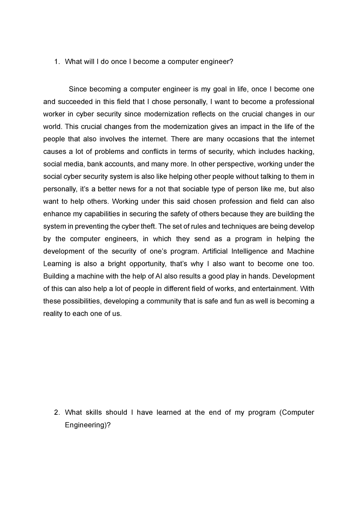 computer engineer essay