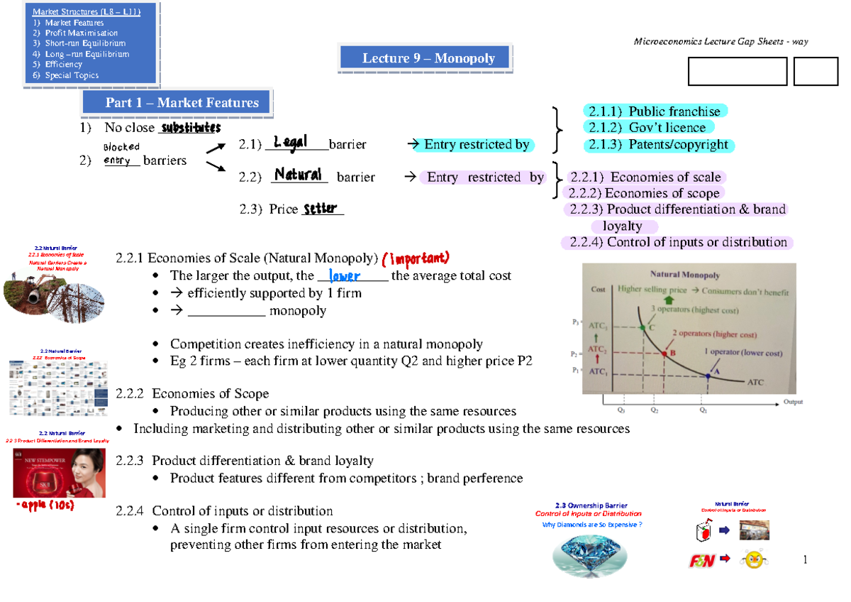 Lecture 9 Gap Sheet Ans 2021 2022 Microeconomics Lecture Gap Sheets