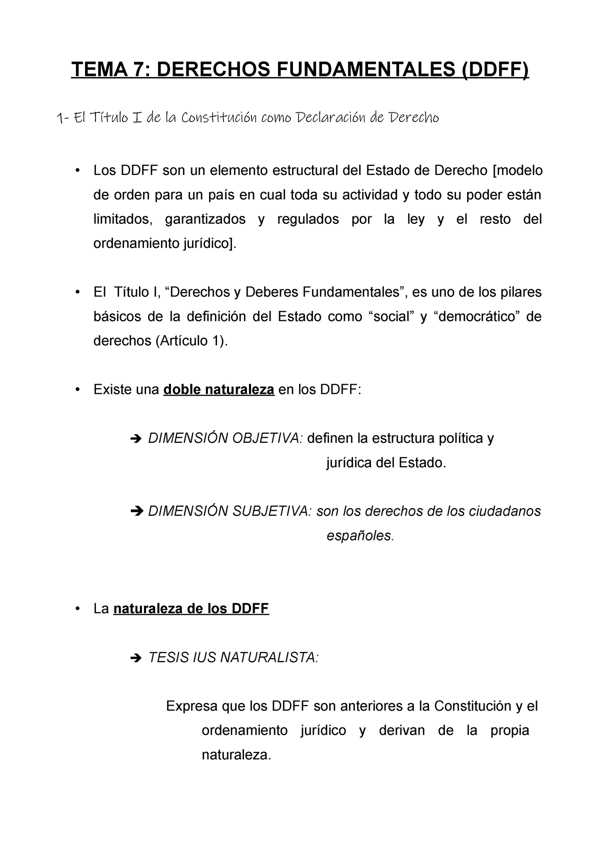 TEMA 7 Derechos Fundamentales - TEMA 7: DERECHOS FUNDAMENTALES (DDFF) 1 ...