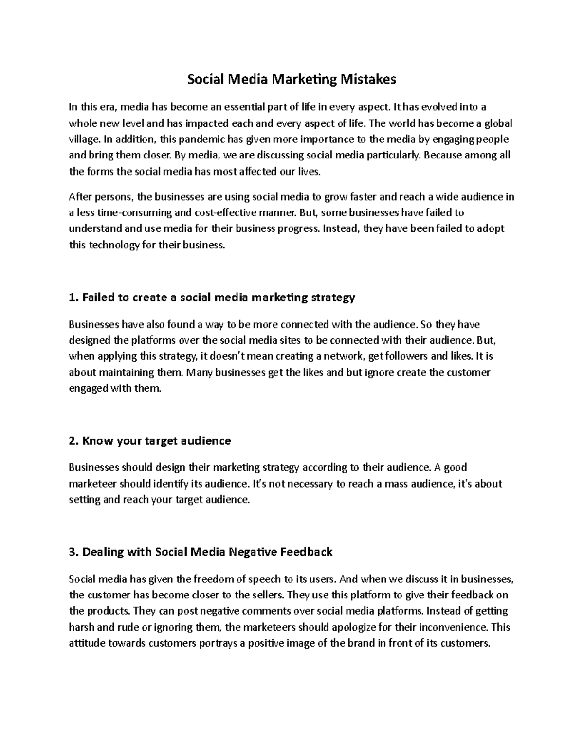 Social Media mistakes - Here is an assignment - Social Media Marketing ...