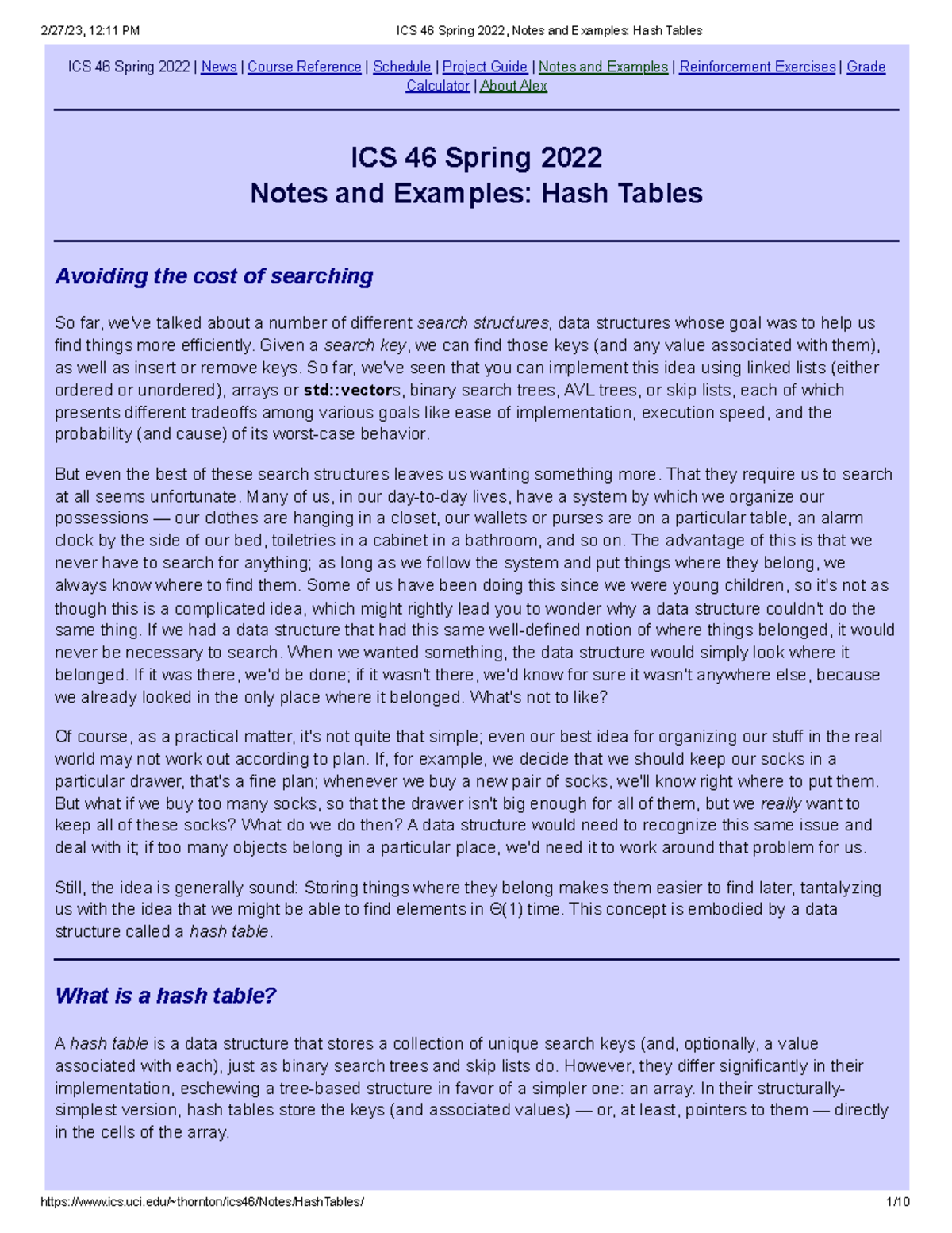 ICS 46 Spring 2022, Notes and Examples Hash Tables - ICS 46 Spring 2022 ...