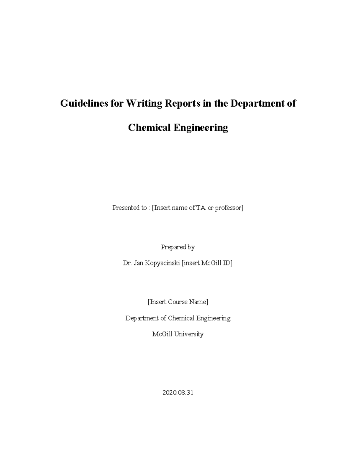 LAB Guidelines - Guidelines for Writing Reports in the Department of ...