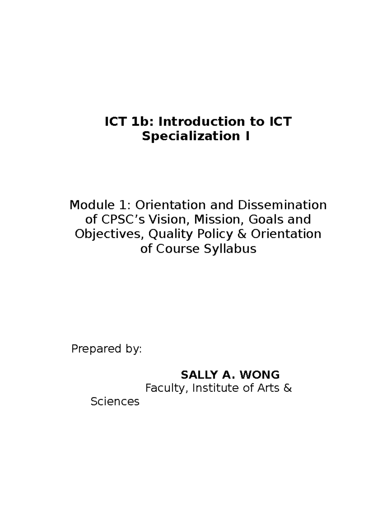 Module 1 - For college materials - ICT 1b: Introduction to ICT ...