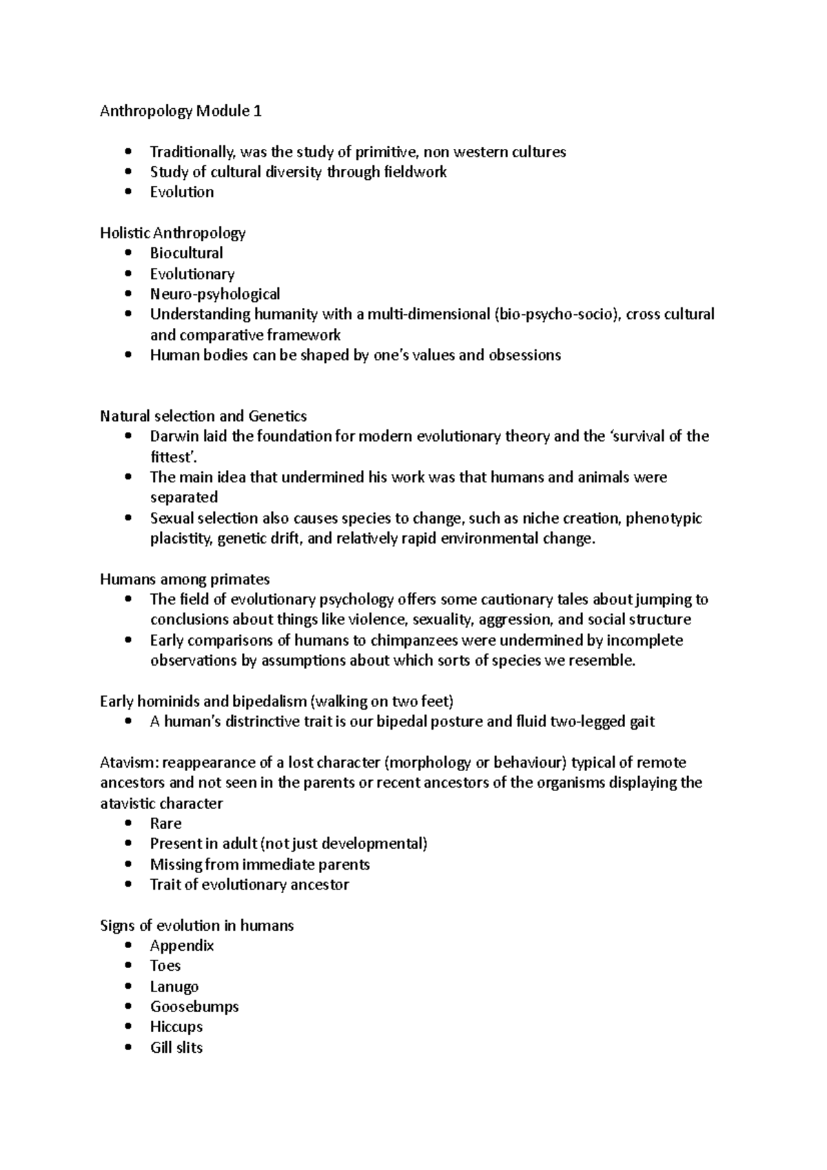 Anthropology Module 1 - n/a - Anthropology Module 1 Traditionally, was ...