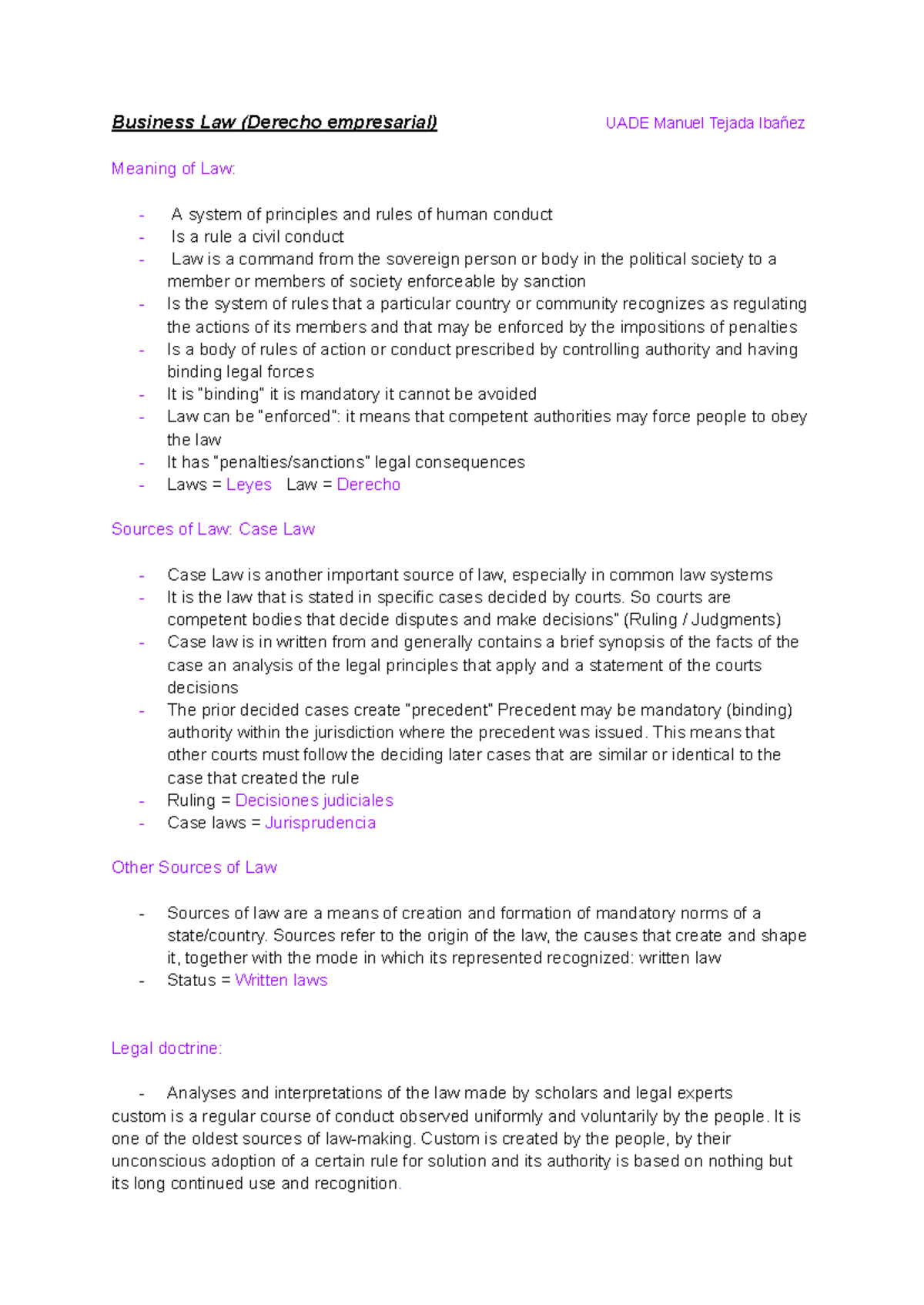 Business Law - So courts are competent bodies that decide disputes and ...