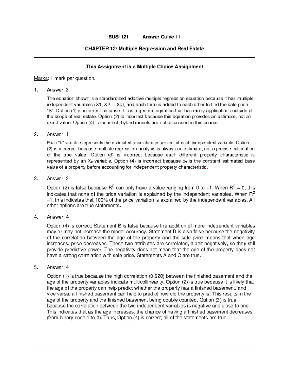 Answer Guide 11 C12 Assignment Busi 121 Answer Guide 11 Chapter 12