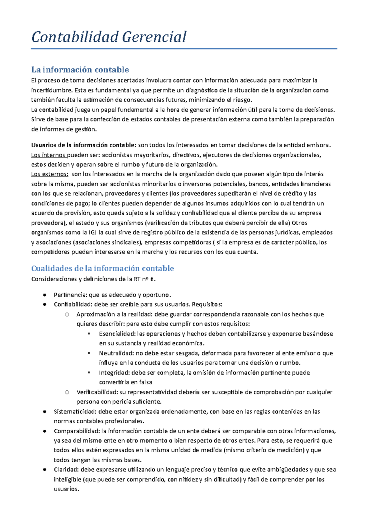 Resumen Conta G Contabilidad Gerencial La Información Contable El Proceso De Toma Decisiones 0023