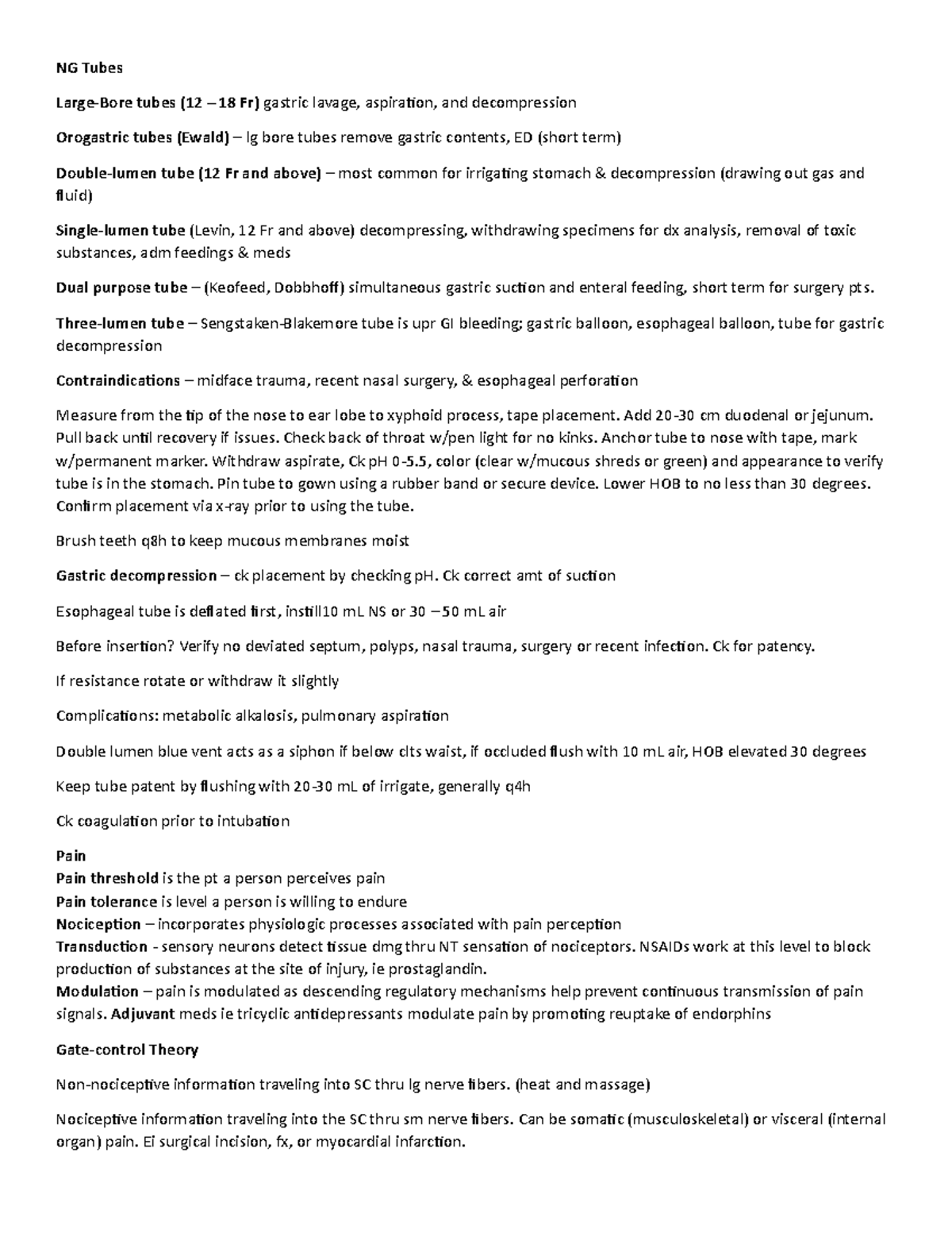 WK3 NG ng tube lecture notes NG Tubes LargeBore tubes (12 18 Fr