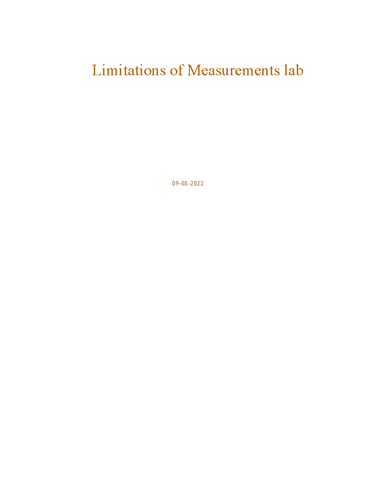 Report Limits of measurements lab Limitations of Measurements lab