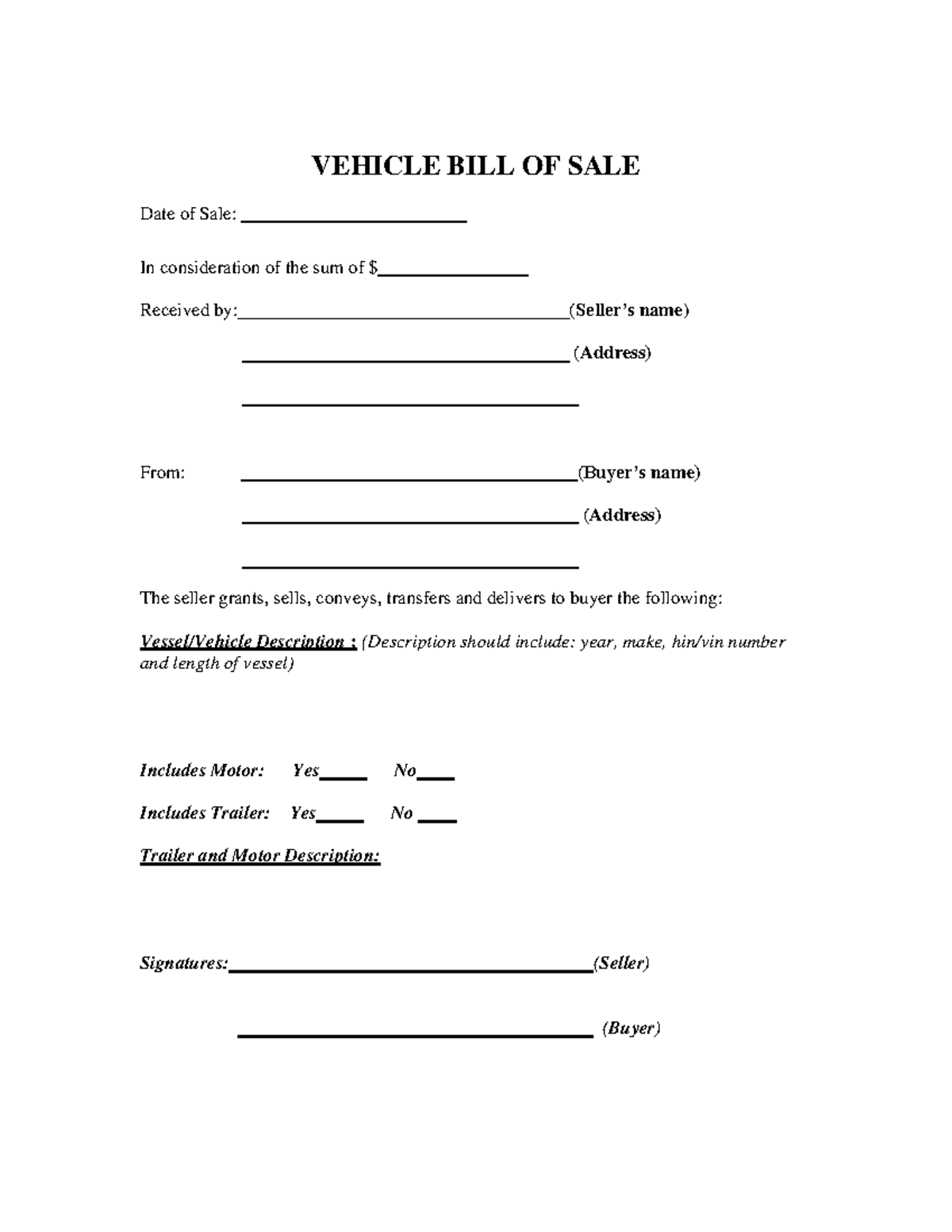 Billofsale-converted - VEHICLE BILL OF SALE Date of Sale: In ...