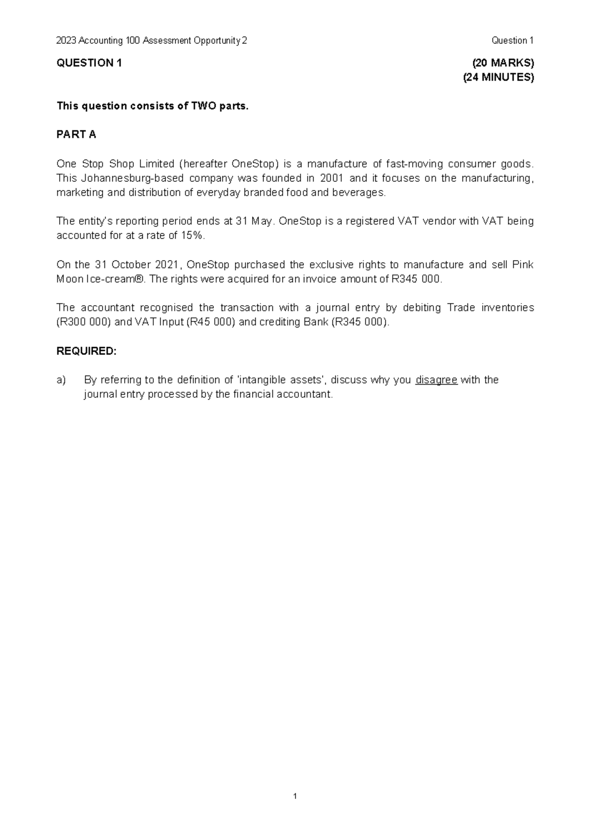 ACC100 AO2 Q1 2023 - Assessment opportunity 2 question 2 solution ...