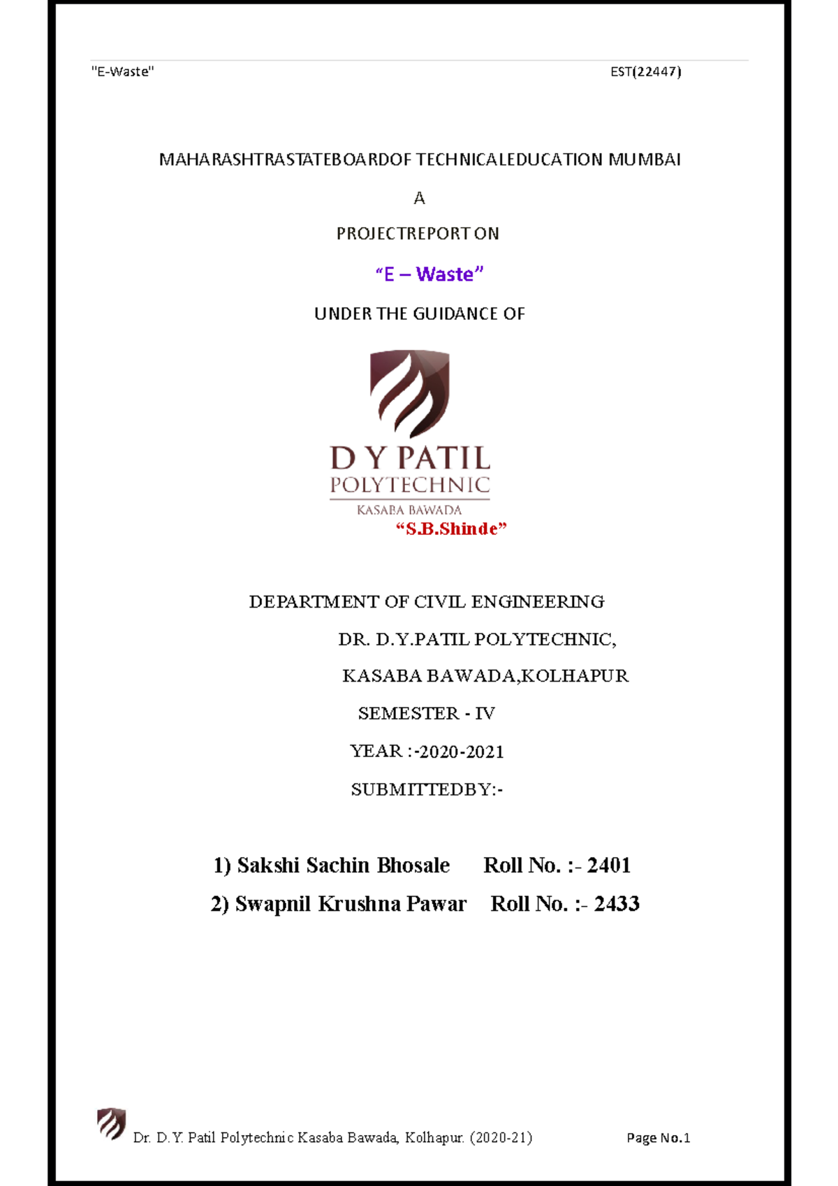 EST Micro-Project Shinde Mam - MAHARASHTRASTATEBOARDOF ...