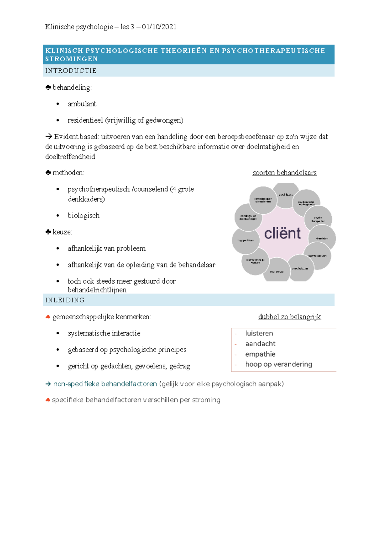 KLP - Les 3 - College-aantekeningen 3 - KLINISCH PSYCHOLOGISCHE ...