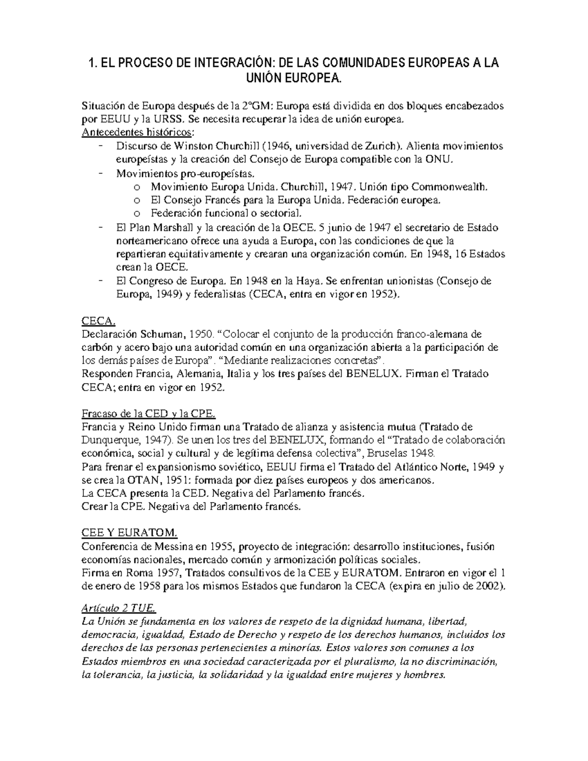 esquemas IUE - 1. EL PROCESO DE DE LAS COMUNIDADES EUROPEAS A LA ...
