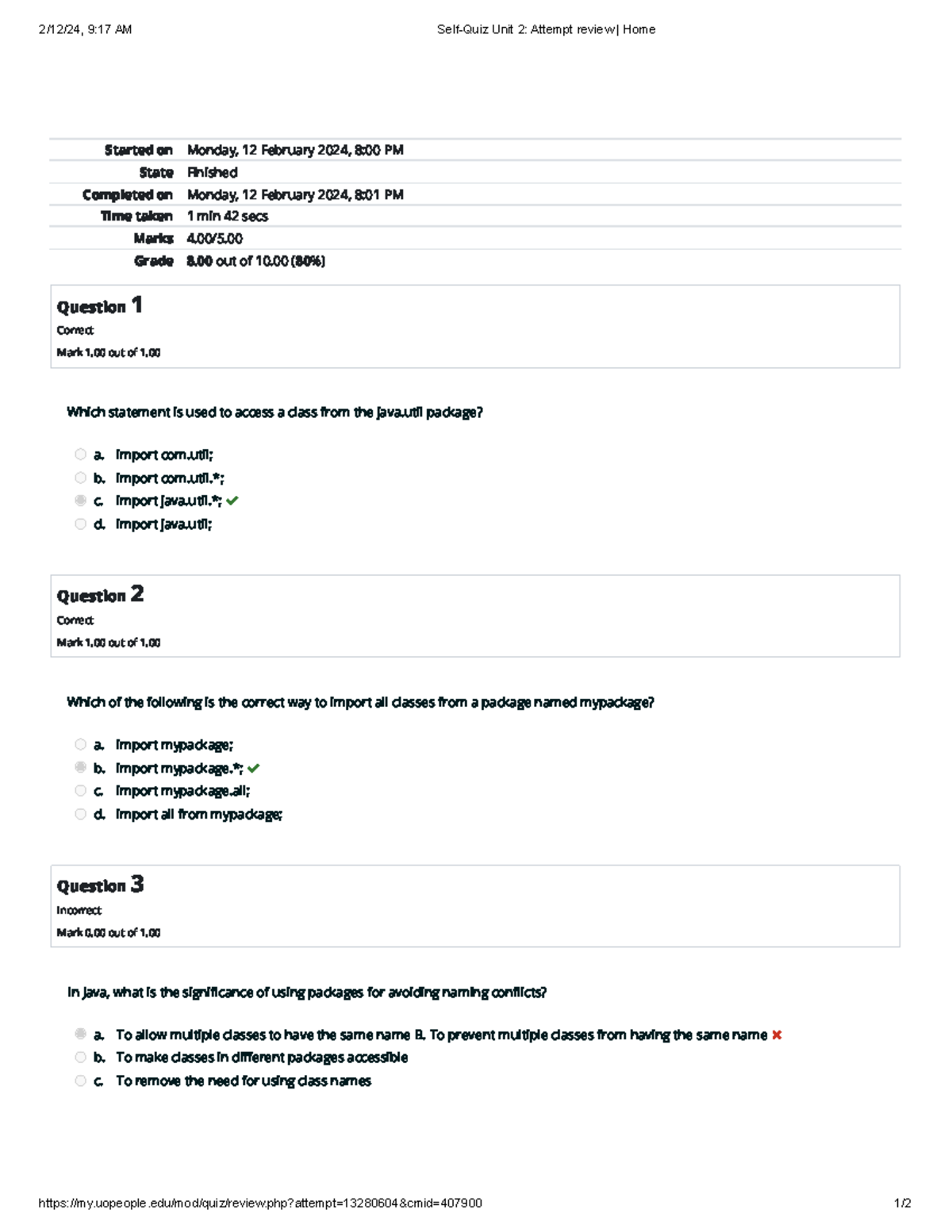 Self-Quiz Unit 2 Attempt Review Home - Uopeople/mod/quiz/review.php ...