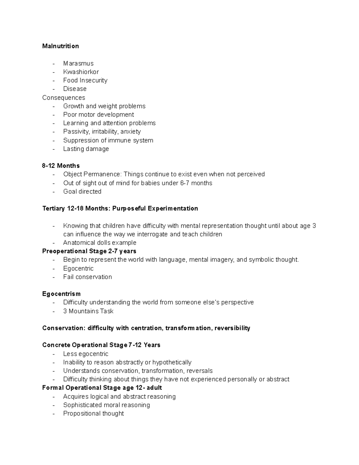 Psych 160 Notes - Malnutrition - Marasmus - Kwashiorkor - Food ...