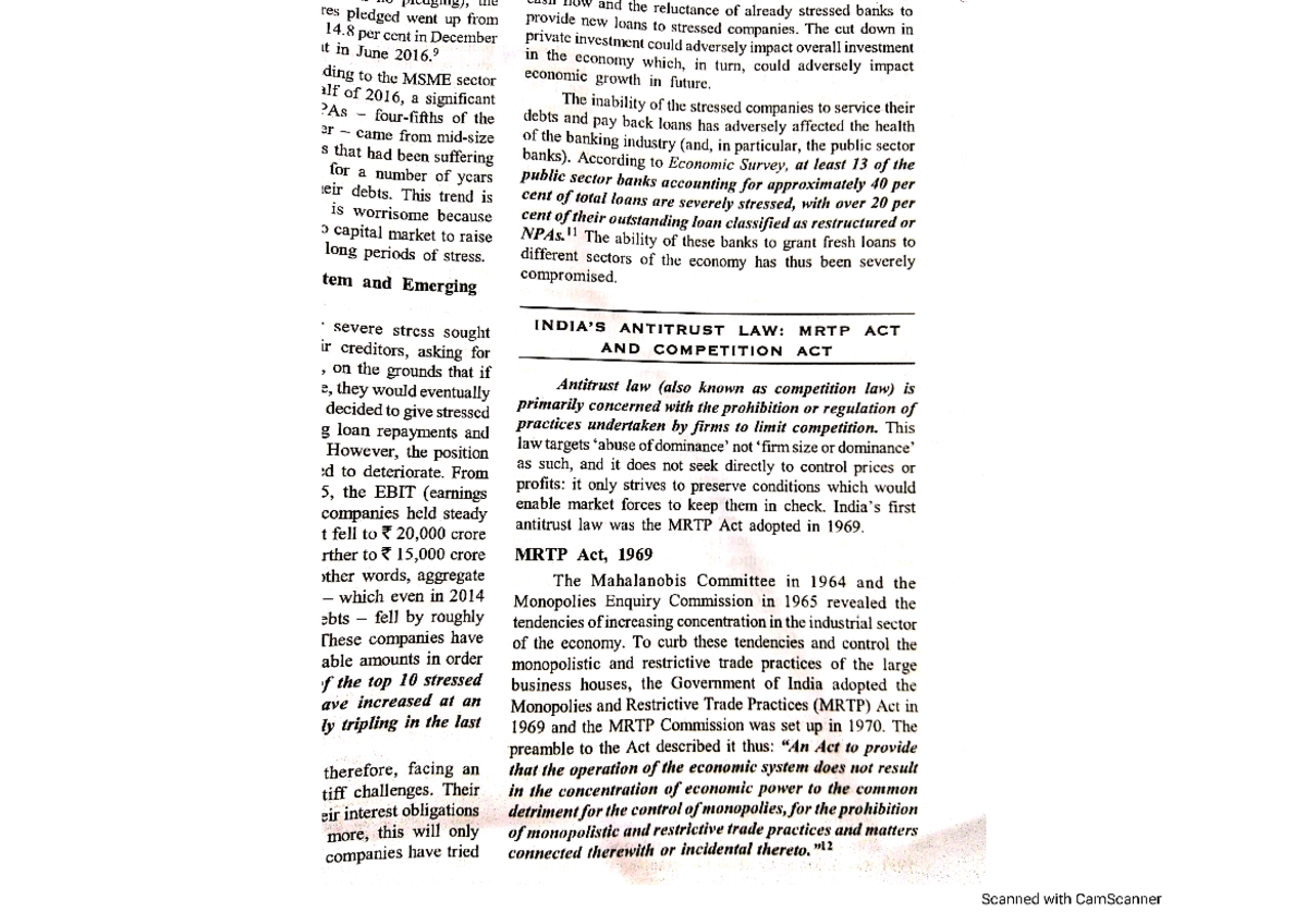 MRTP and Competition Act - B.A. Economics (Hons.) - Studocu
