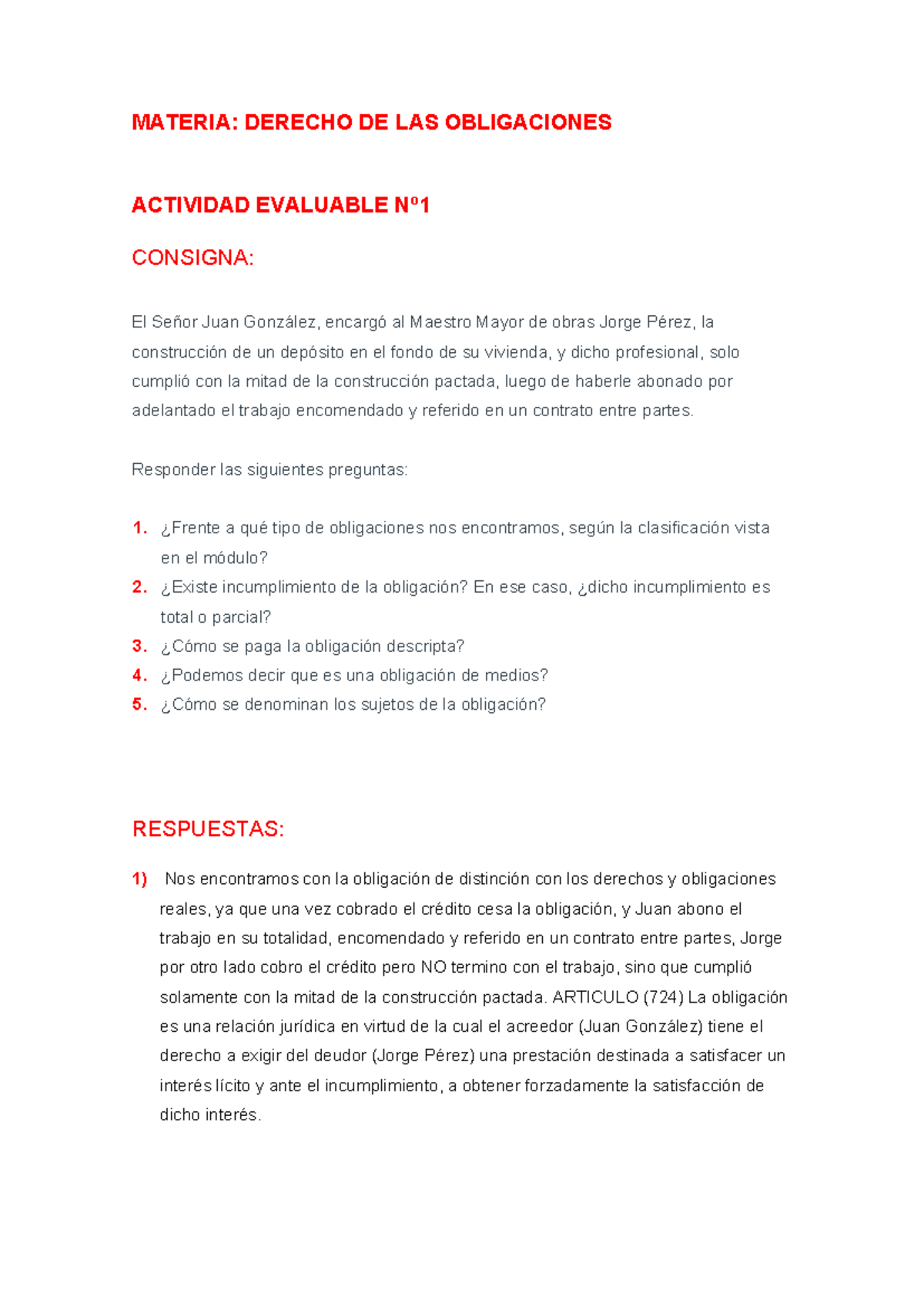 Actividad Evaluable 1 Subir - MATERIA: DERECHO DE LAS OBLIGACIONES ...