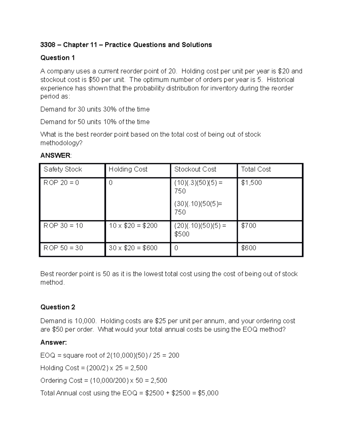 11 7 March 2018, questions and answers - 3308 – Chapter 11 – Practice ...