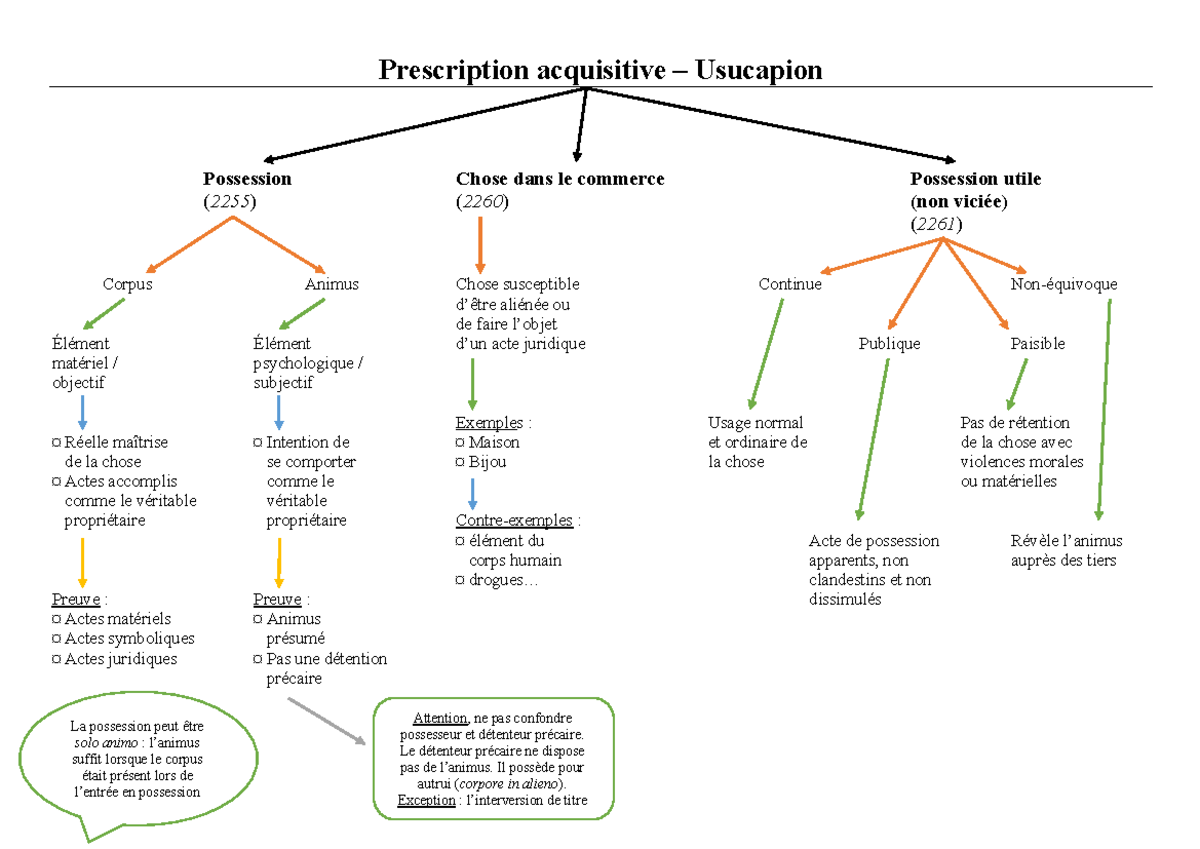 Schema Prescription Acquisitive Usucapion Prescription Acquisitive