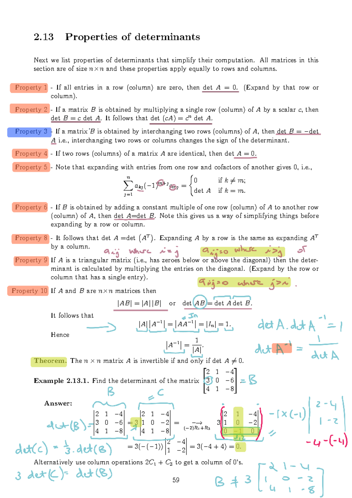 Block 3 Week 5 Algebra Lecture 2 notes - 2 Properties of determinants ...