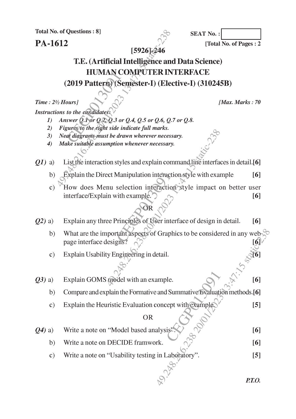 Hci - BOOK - Total No. Of Questions : 8] [5926]- T. (Artificial ...