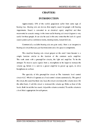 Miniproject - project report on smart hearing aid