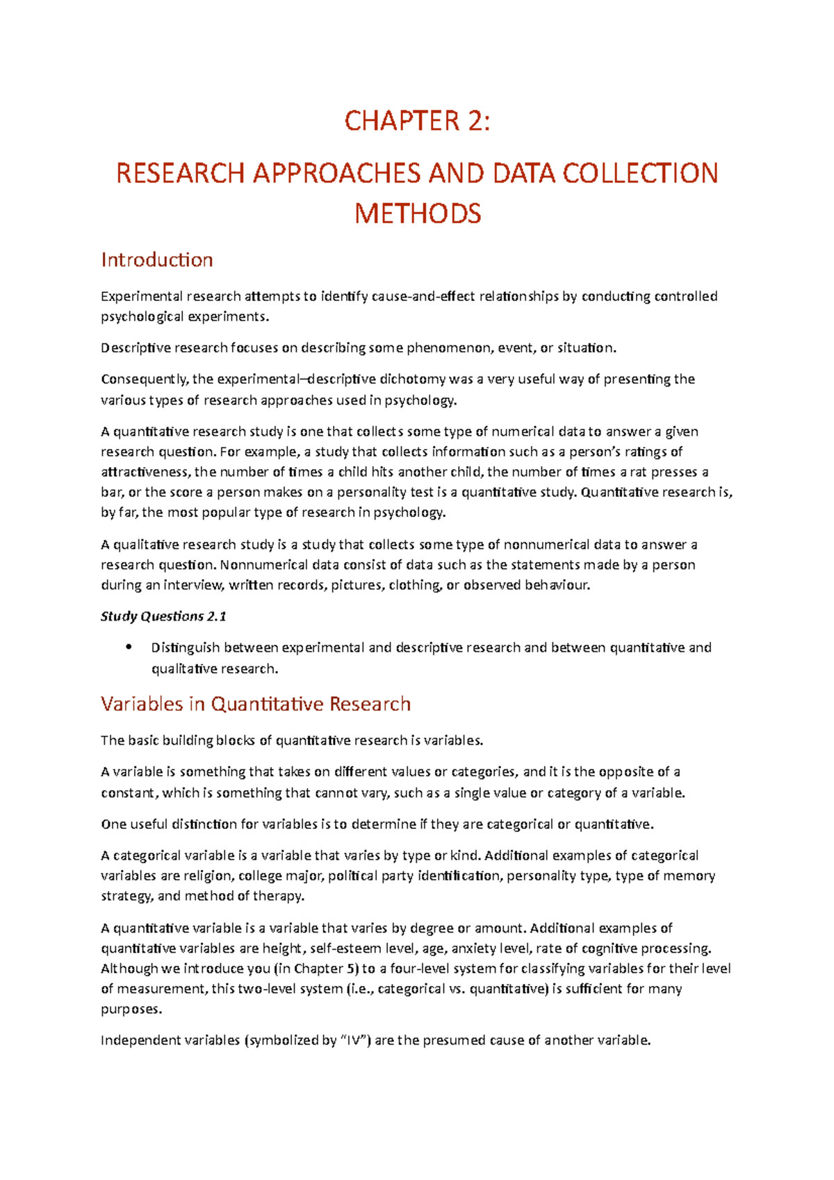 Chapter 2, Research Approaches And Data Collection Methods - RES 320 ...