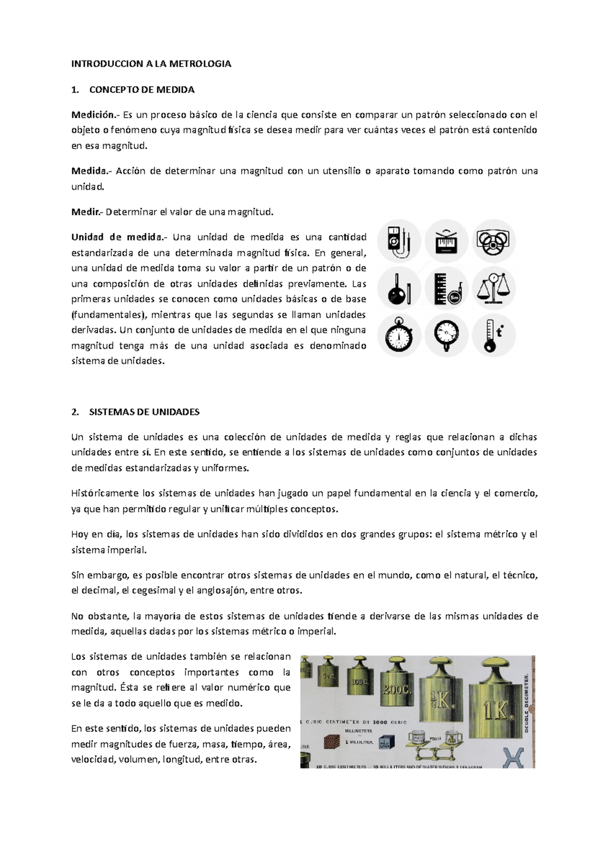 Introduccion A La Metrologia Introduccion A La Metrologia 1 Concepto De Medida Medición Es