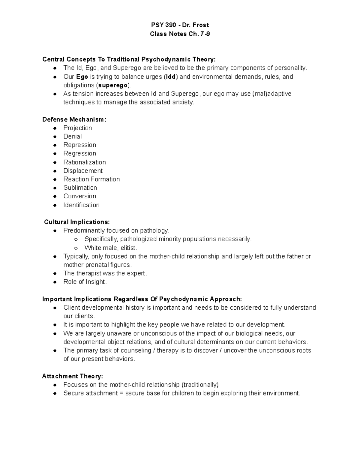 PSY 390 Class Notes 7-9 - Class Notes Ch. 7- Central Concepts To ...