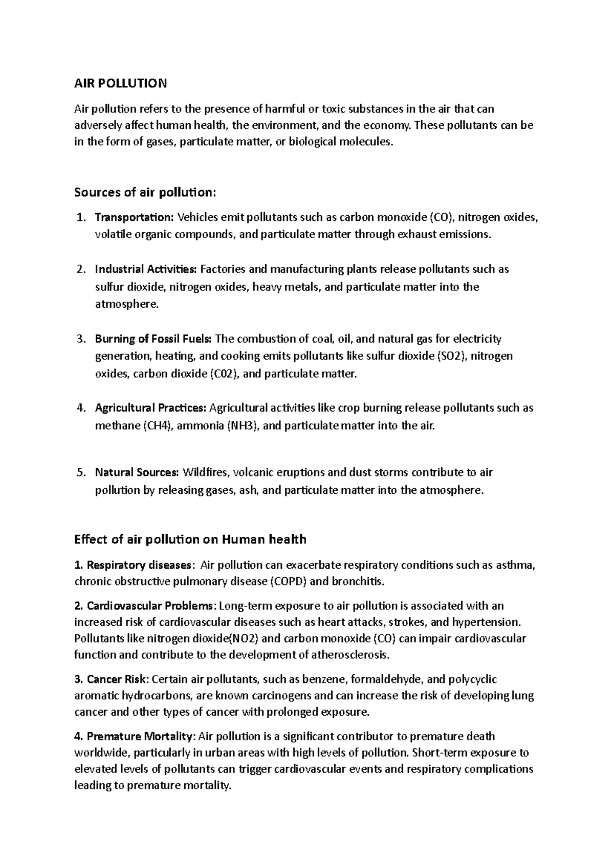 Air pollution - AIR POLLUTION Air pollution refers to the presence of ...