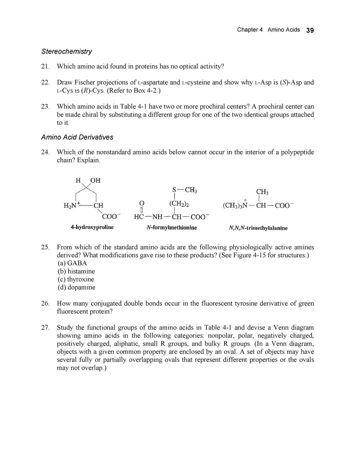 Biochemistry-17 - N/A - Chapter 4 Amino Acids 39 Stereochemistry Which ...