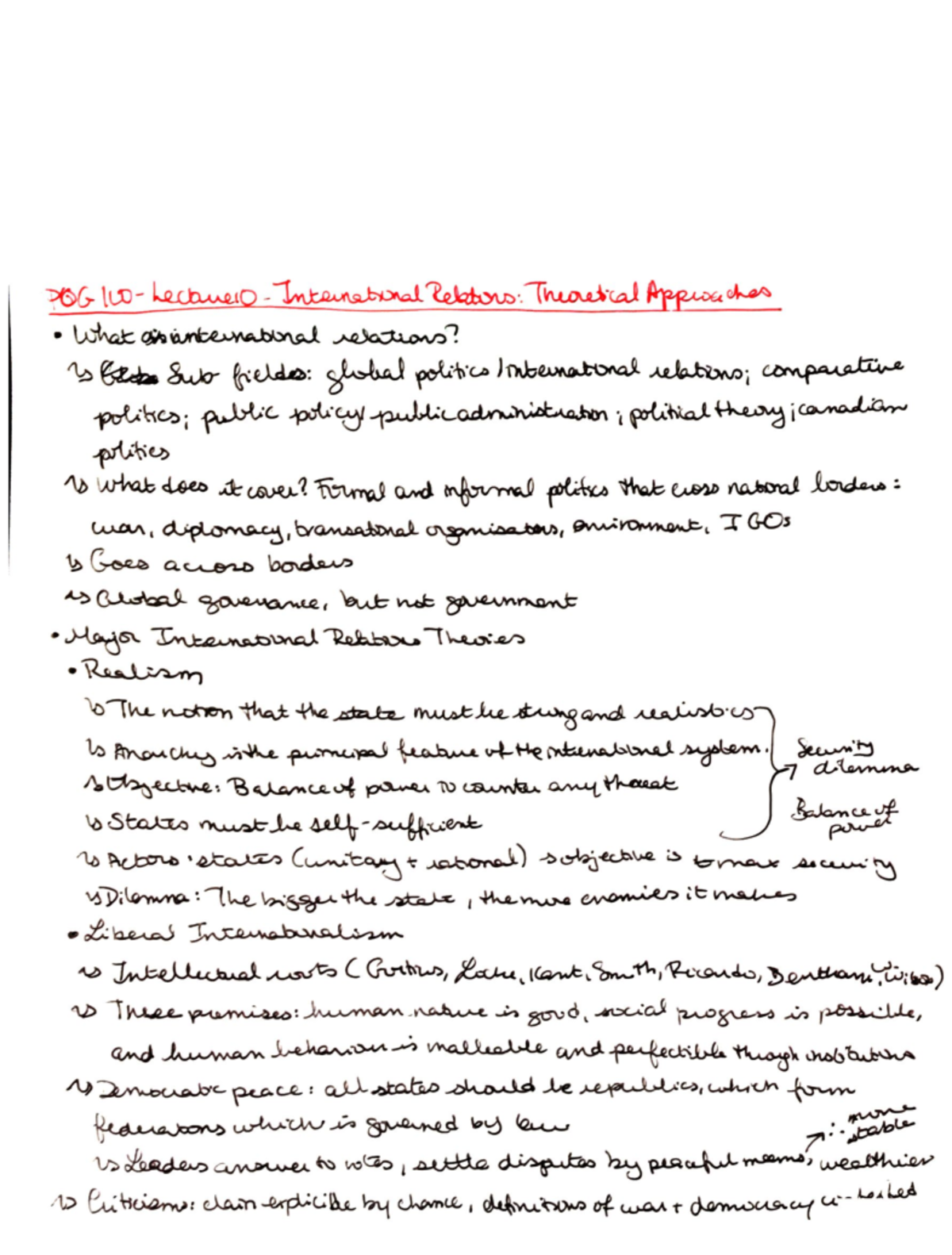 POG 100 Lecture 10 Notes - Chat Suo fieldes global politics ...