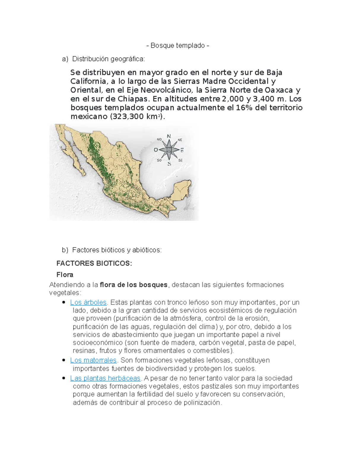 Bosque templado conclusiones Bosque templado a) Distribución